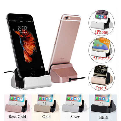 Docking Station Charger For iPhone 11 11Pro Android Type C Desktop Charging Port Sync Cradle Dock Stand Holder Micro USB-C Phone