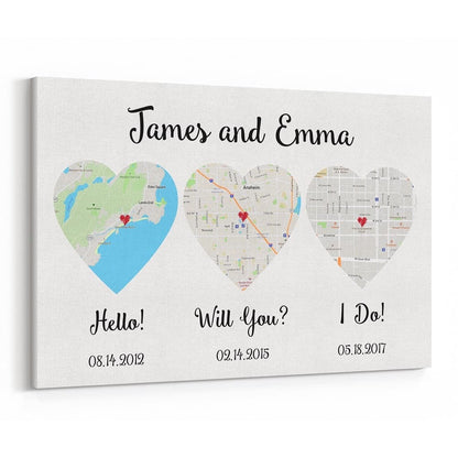 Hello - Will You - I Do - Custom Wall Art/Canvas Print - Personalized Gift For Couples, Boyfriend, Girlfriend | Valentine, Anniversary, Birthday