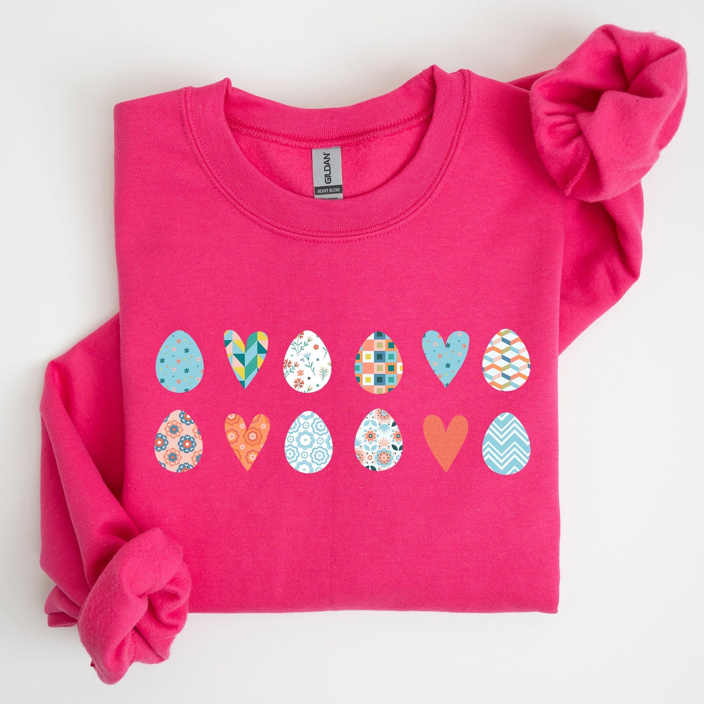 Hearts and Eggs, Colorful Easter Sweatshirt