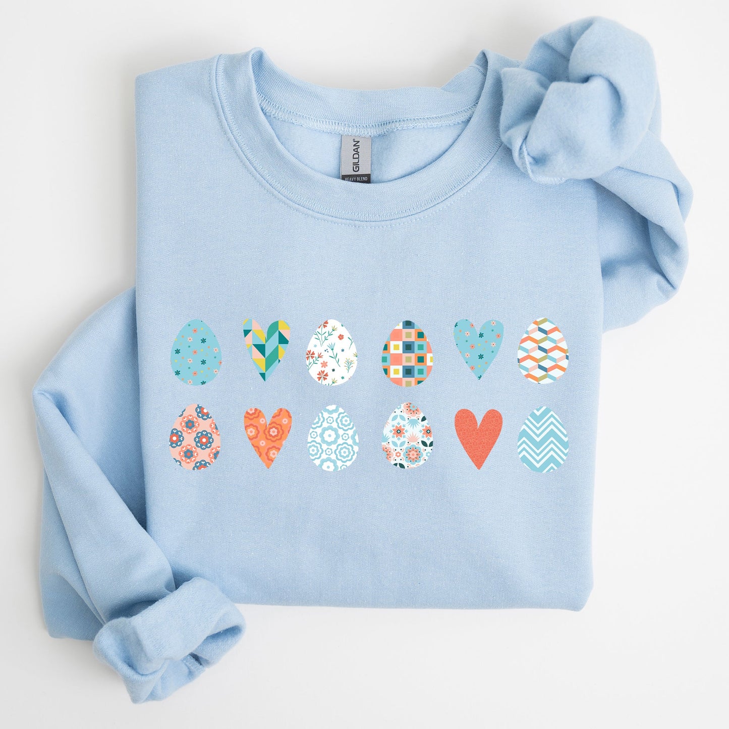 Hearts and Eggs, Colorful Easter Sweatshirt
