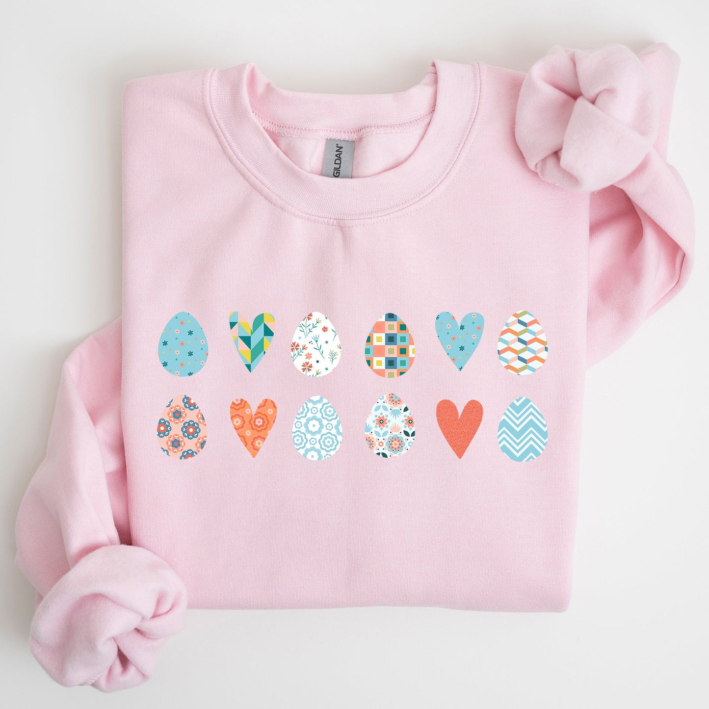 Hearts and Eggs, Colorful Easter Sweatshirt