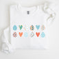 Hearts and Eggs, Colorful Easter Sweatshirt