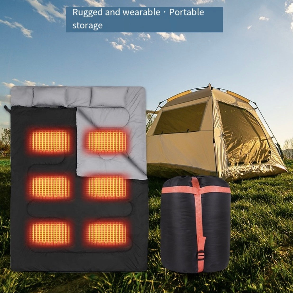 LITEGUEST Heated Double Sleeping Bag – USB-Powered for Cold-Weather Camping