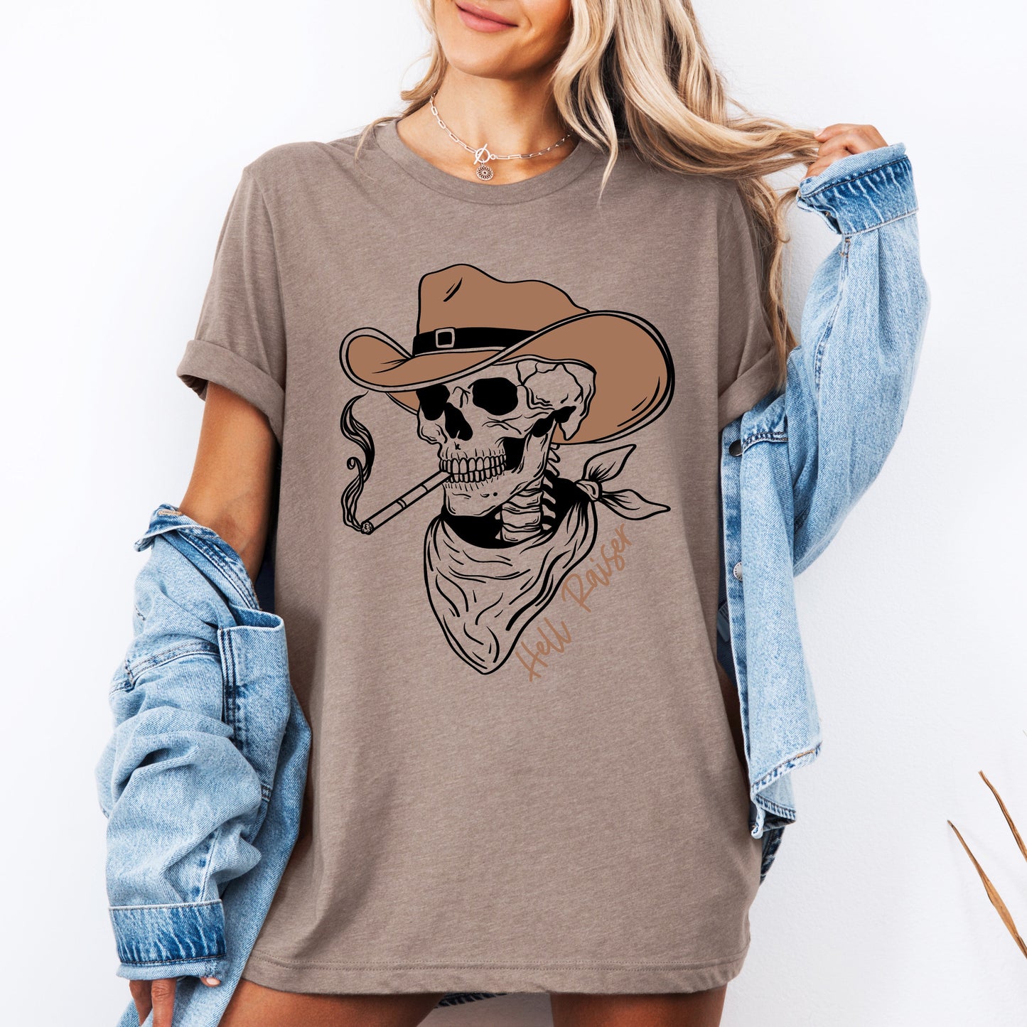 Hell Raiser, Skeleton, Halloween, Spooky, Cowboy, Country, Western, Tshirt