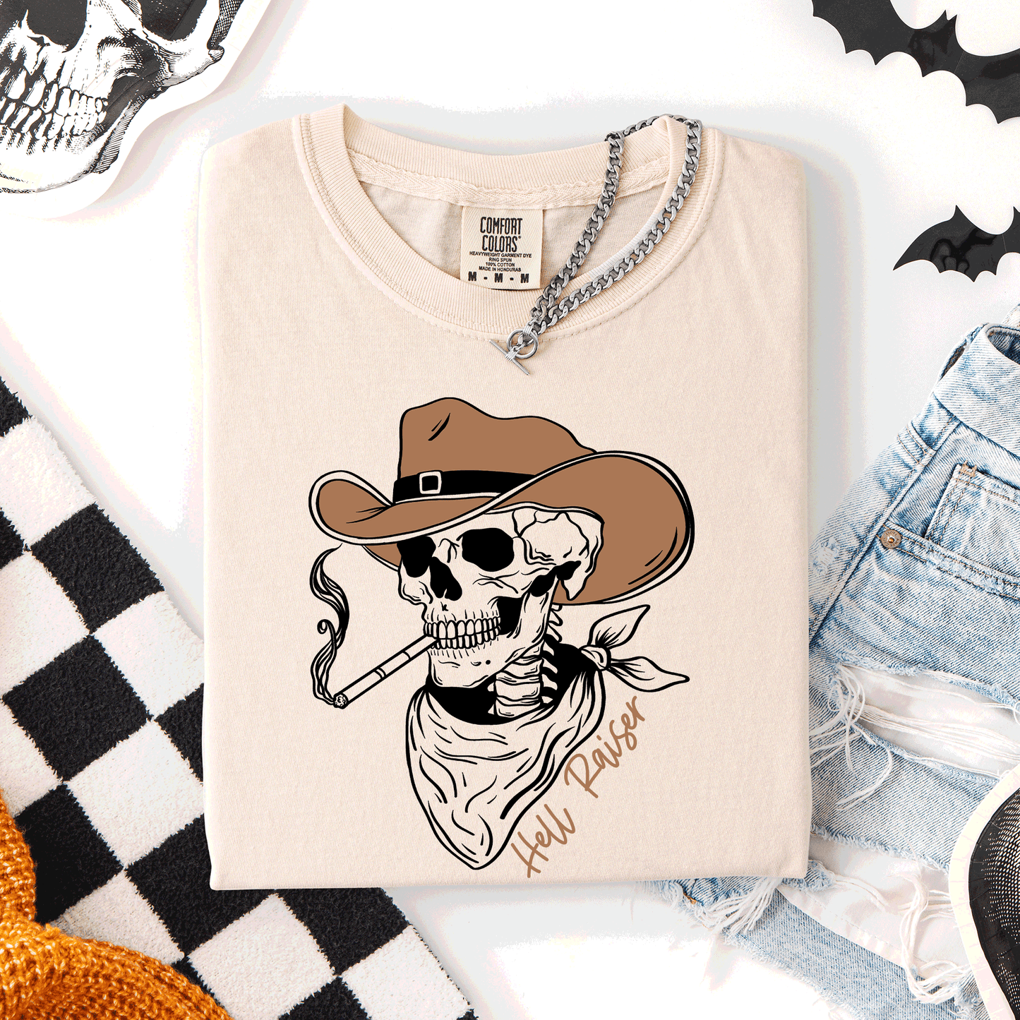 Hell Raiser, Skeleton, Halloween, Spooky, Cowboy, Country, Western, Comfort Colors T-Shirt