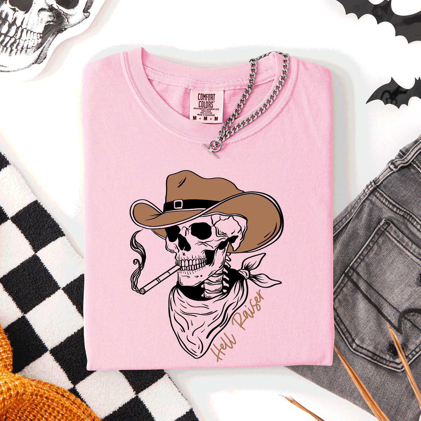 Hell Raiser, Skeleton, Halloween, Spooky, Cowboy, Country, Western, Comfort Colors T-Shirt