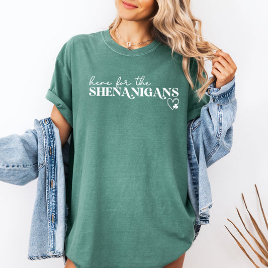Here for the Shenanigans, Funny, Party, St Patrick's day, Lucky, Irish Tshirt Comfort Colors T-Shirt