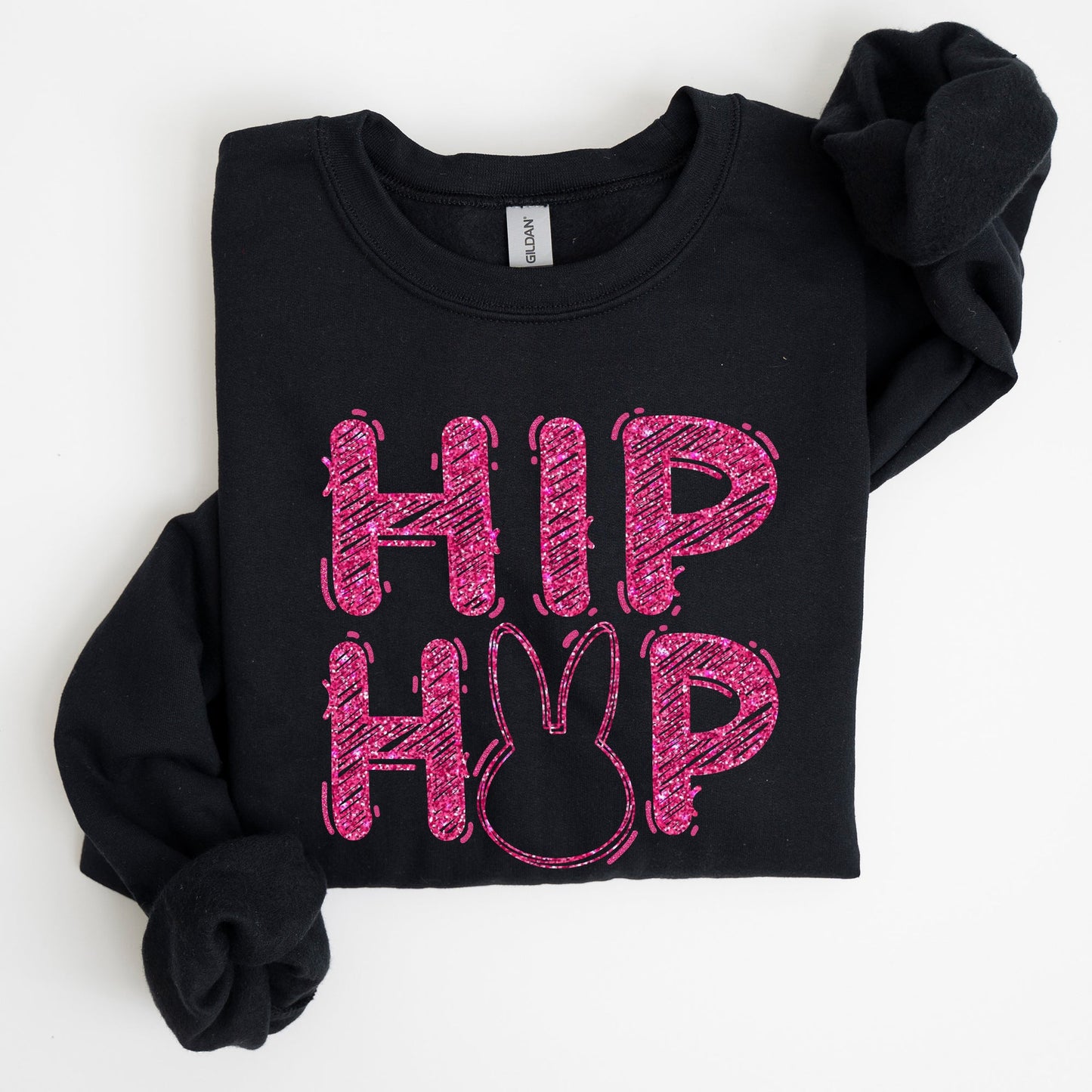 Hip Hop, Retro Glitter Effect, Bunny, Rabbit, Easter Sweatshirt