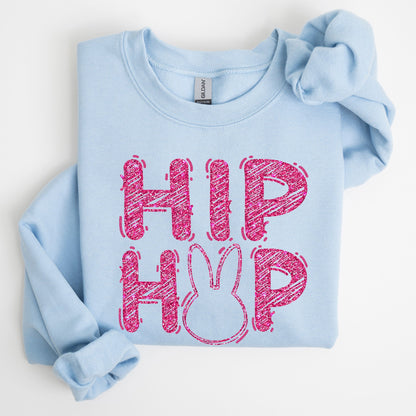 Hip Hop, Retro Glitter Effect, Bunny, Rabbit, Easter Sweatshirt
