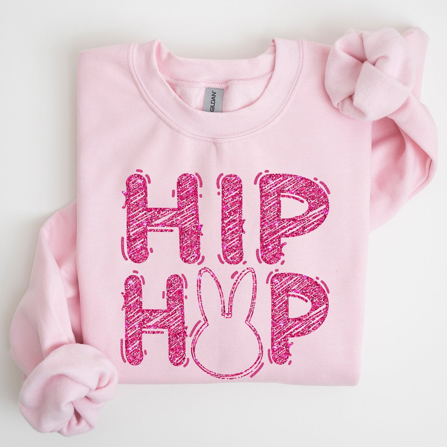 Hip Hop, Retro Glitter Effect, Bunny, Rabbit, Easter Sweatshirt