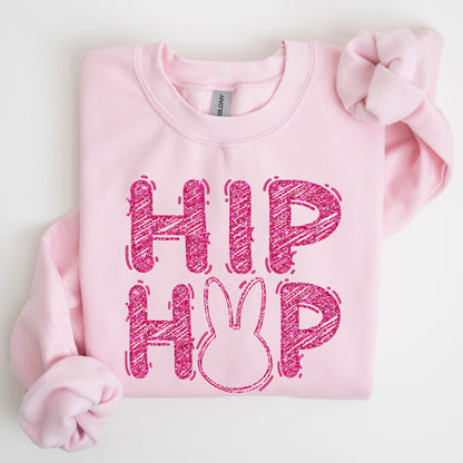 Hip Hop, Retro Glitter Effect, Bunny, Rabbit, Easter Sweatshirt