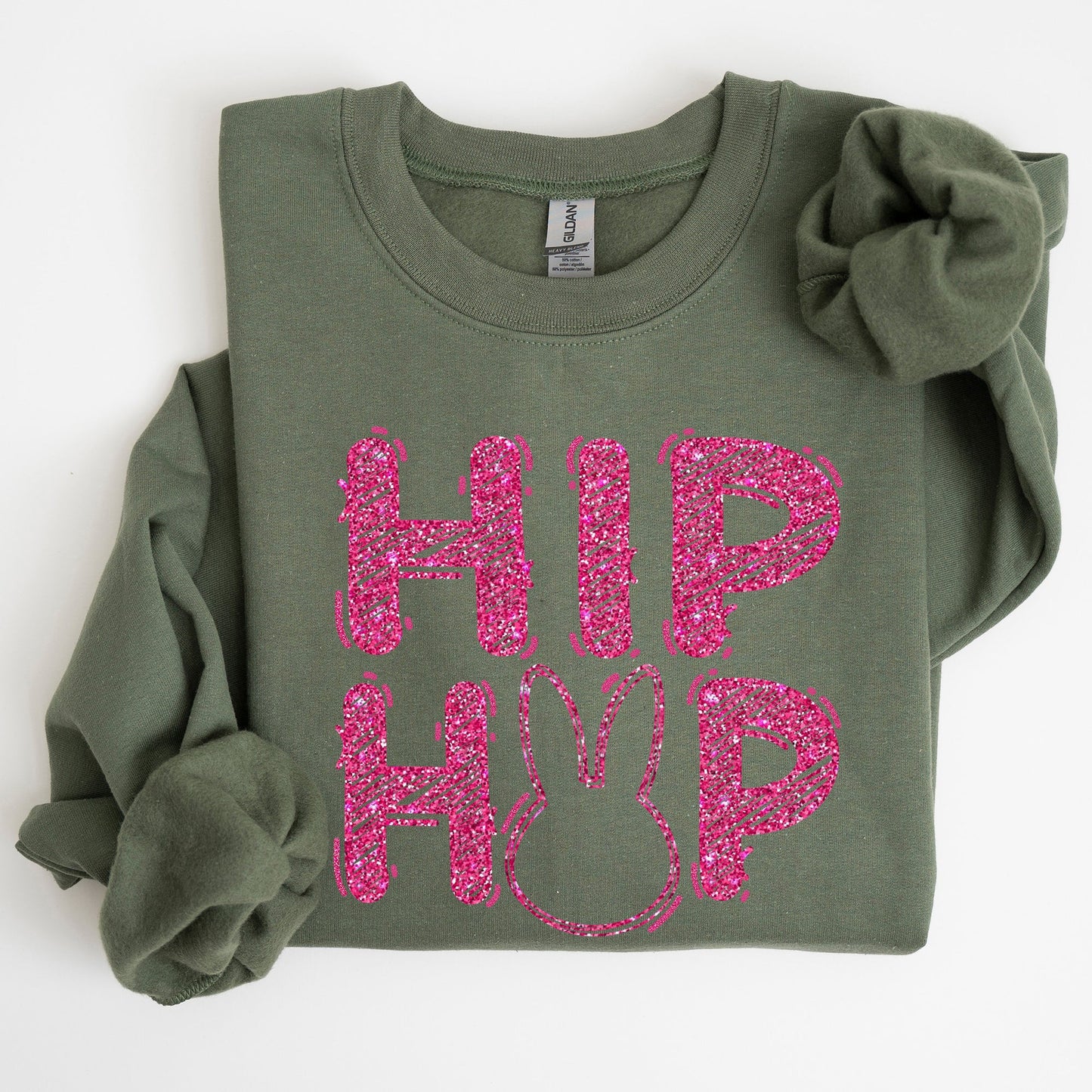 Hip Hop, Retro Glitter Effect, Bunny, Rabbit, Easter Sweatshirt