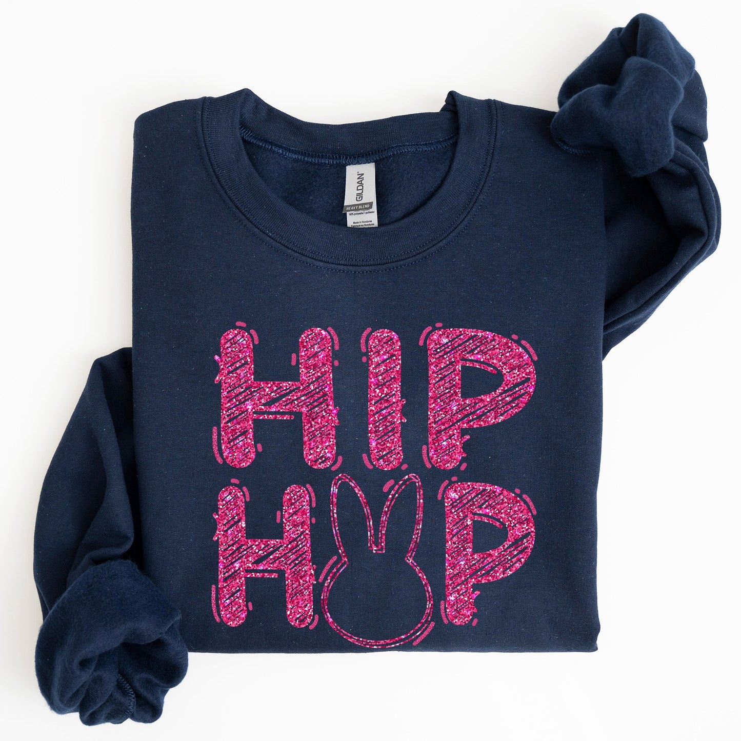 Hip Hop, Retro Glitter Effect, Bunny, Rabbit, Easter Sweatshirt