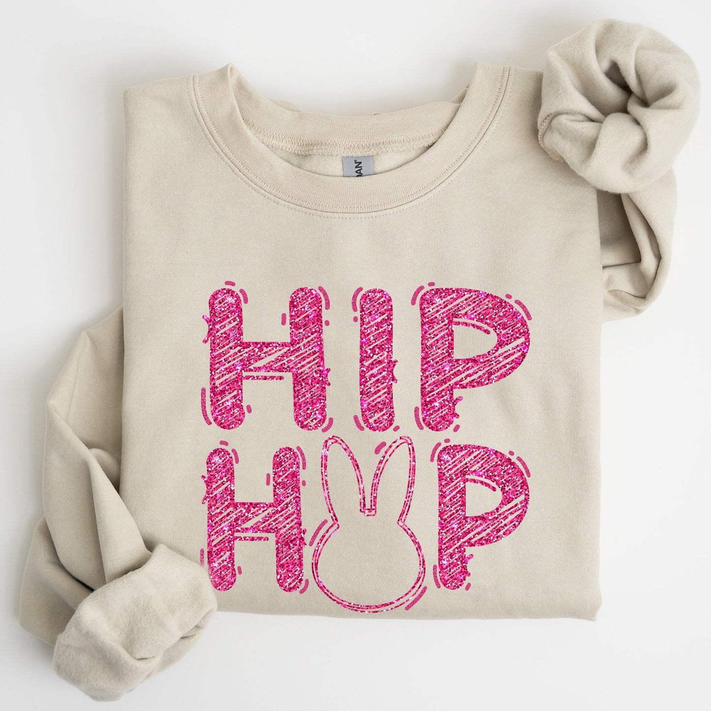 Hip Hop, Retro Glitter Effect, Bunny, Rabbit, Easter Sweatshirt