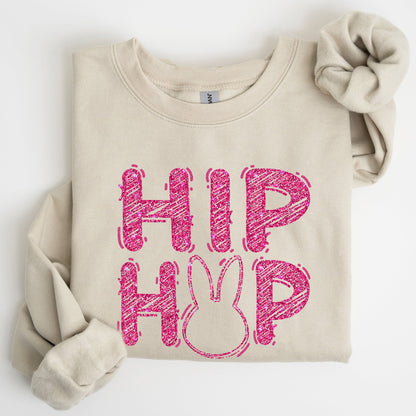 Hip Hop, Retro Glitter Effect, Bunny, Rabbit, Easter Sweatshirt