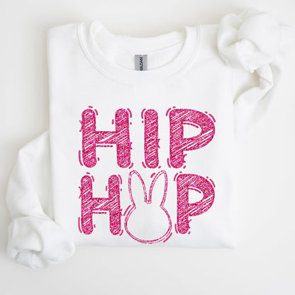 Hip Hop, Retro Glitter Effect, Bunny, Rabbit, Easter Sweatshirt
