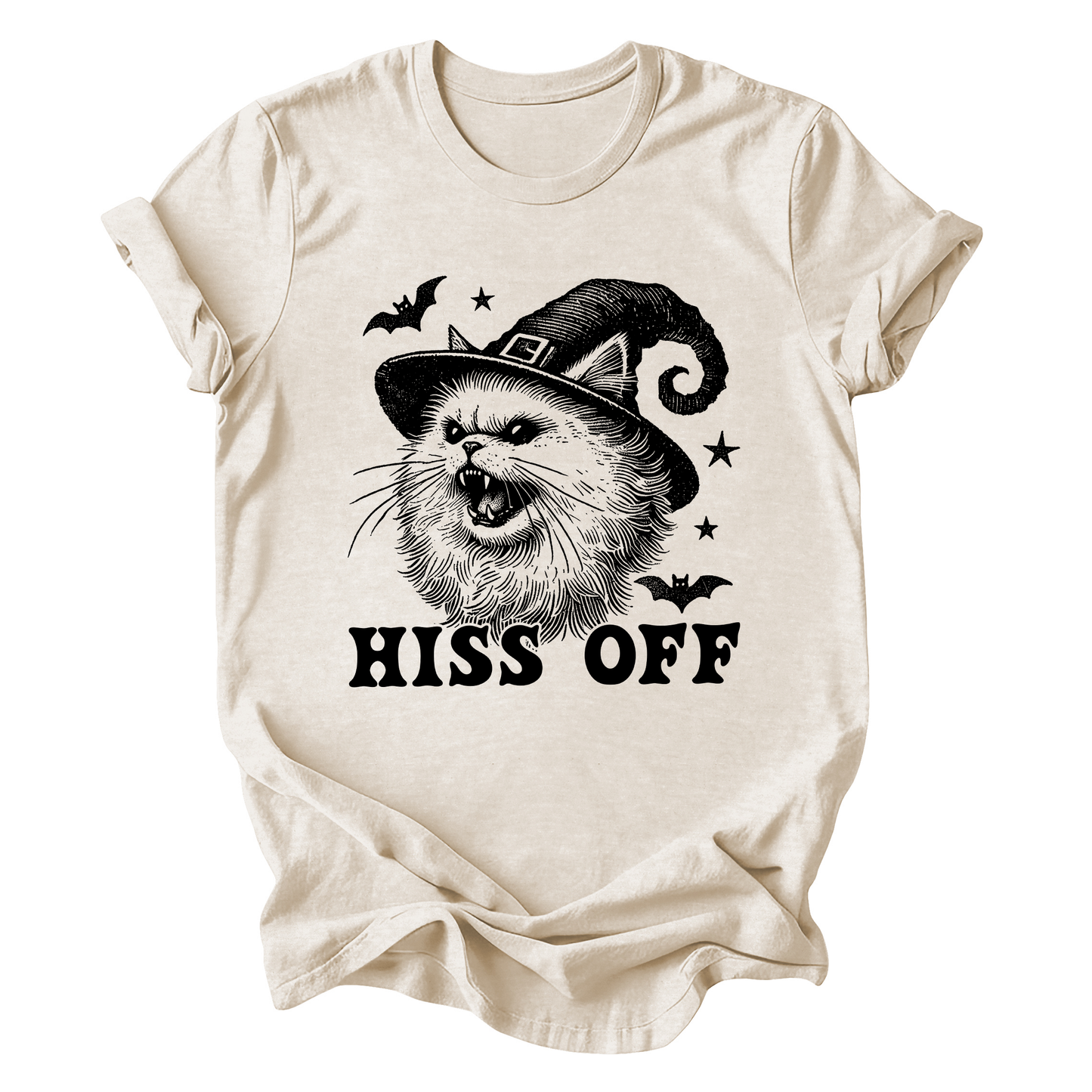 Hiss Off, Cat, Halloween Witch, Funny, Graphic Tee, Trendy Tshirt