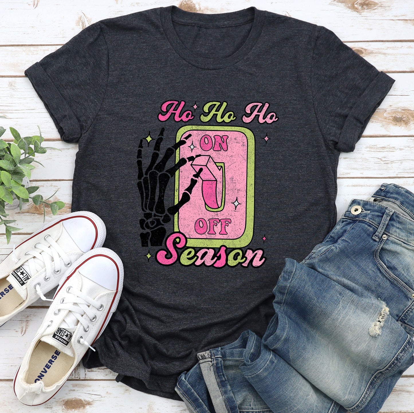 Ho Ho Ho Season, Skeleton, Light Switch, Christmas Super Soft Tees