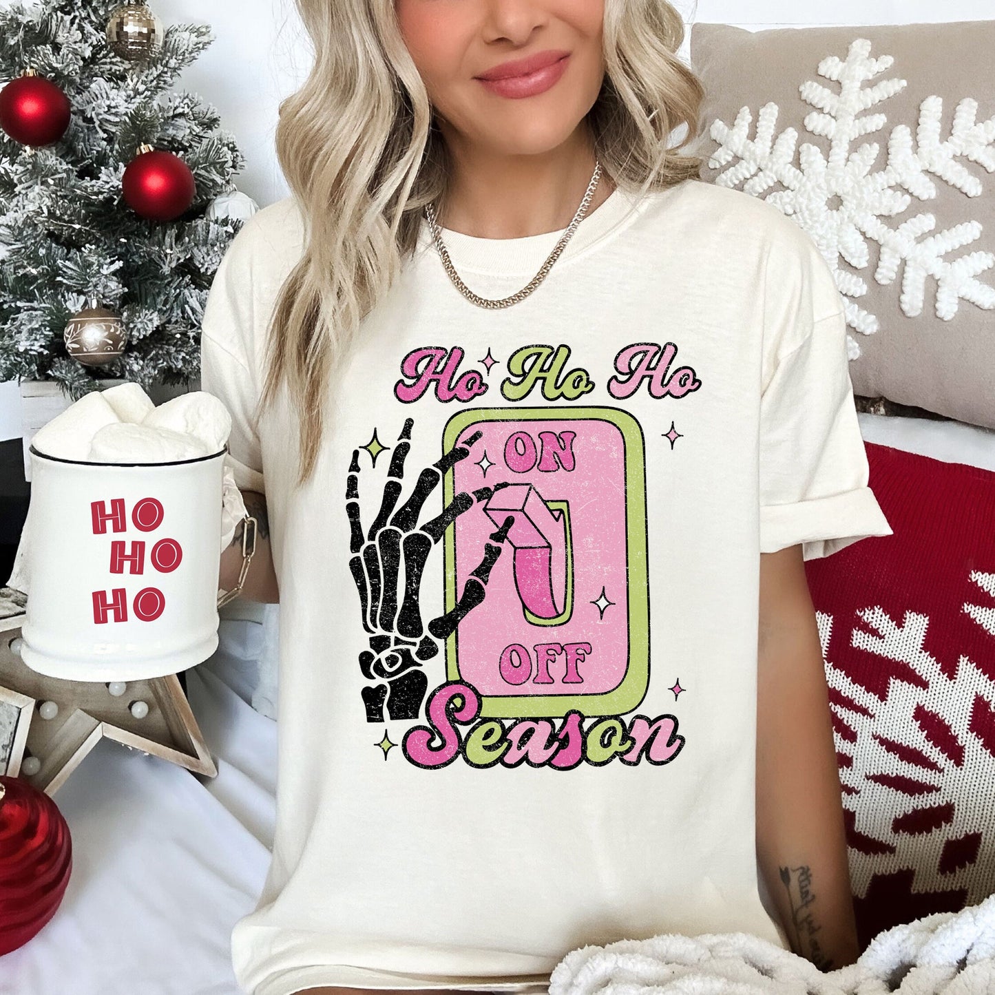 Ho Ho Ho Season, Skeleton, Light Switch, Christmas, Comfort Colors, Tshirt