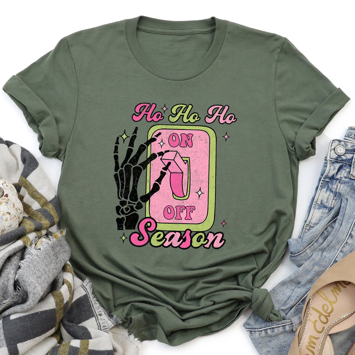 Ho Ho Ho Season, Skeleton, Light Switch, Christmas Super Soft Tees