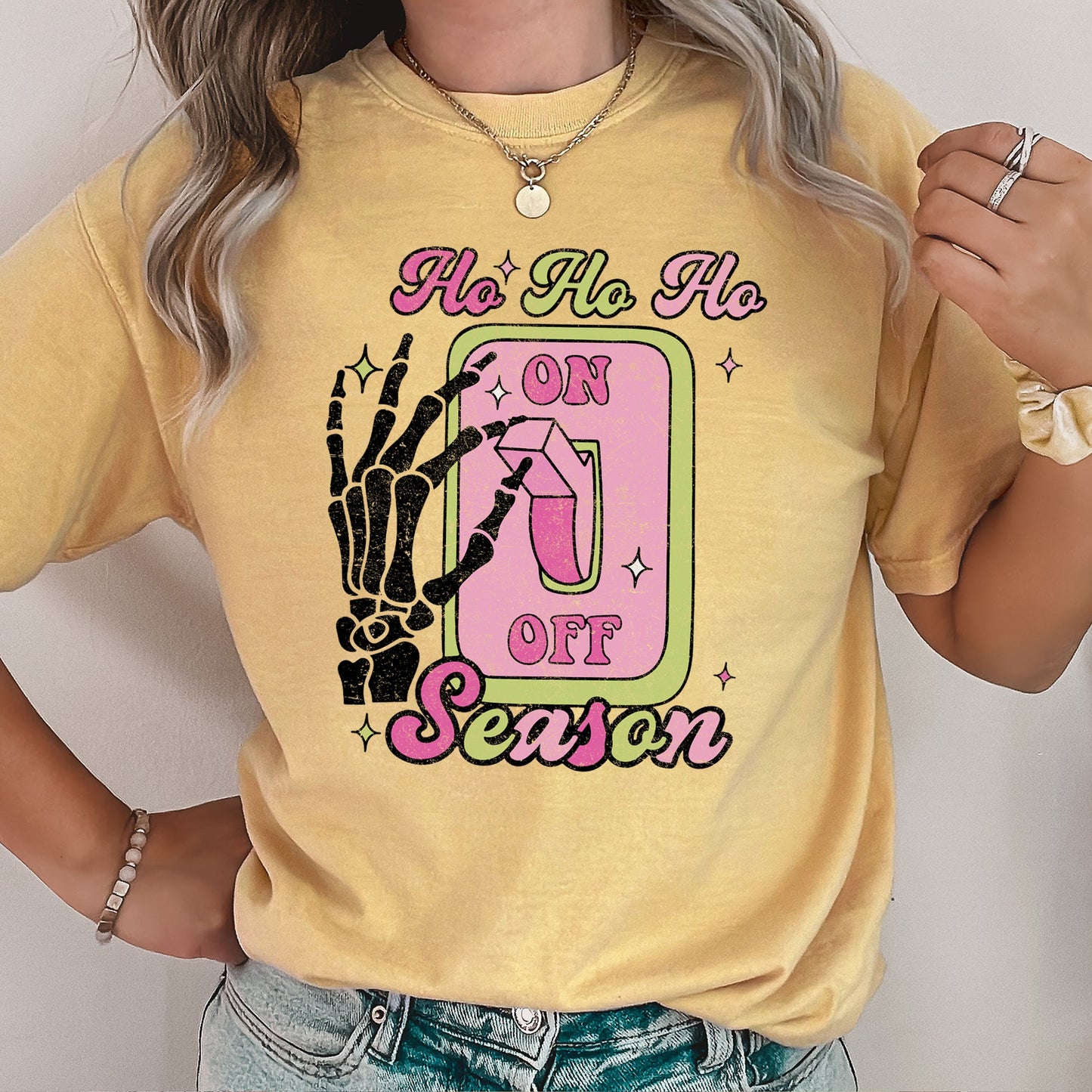 Ho Ho Ho Season, Skeleton, Light Switch, Christmas, Comfort Colors, Tshirt