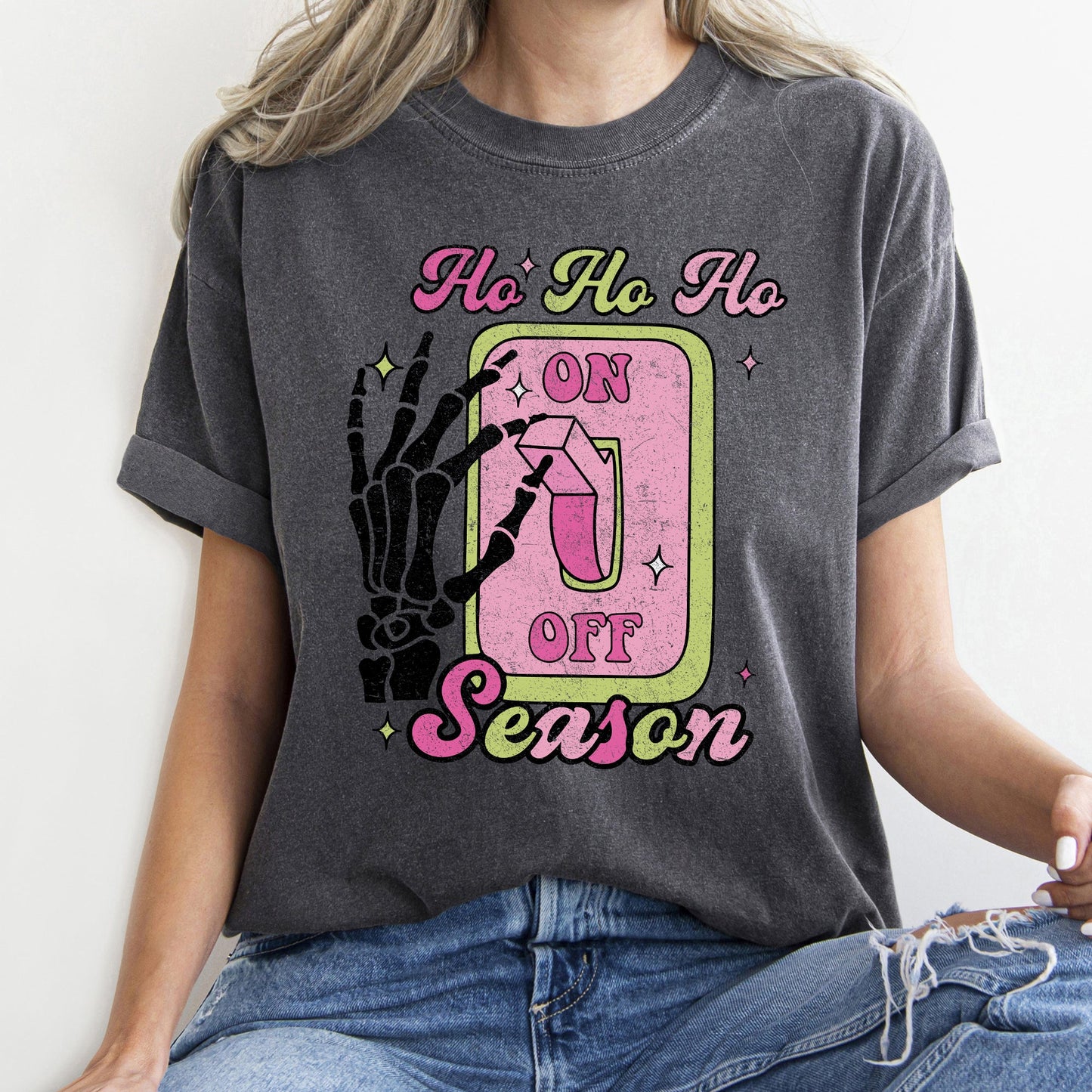 Ho Ho Ho Season, Skeleton, Light Switch, Christmas, Comfort Colors, Tshirt