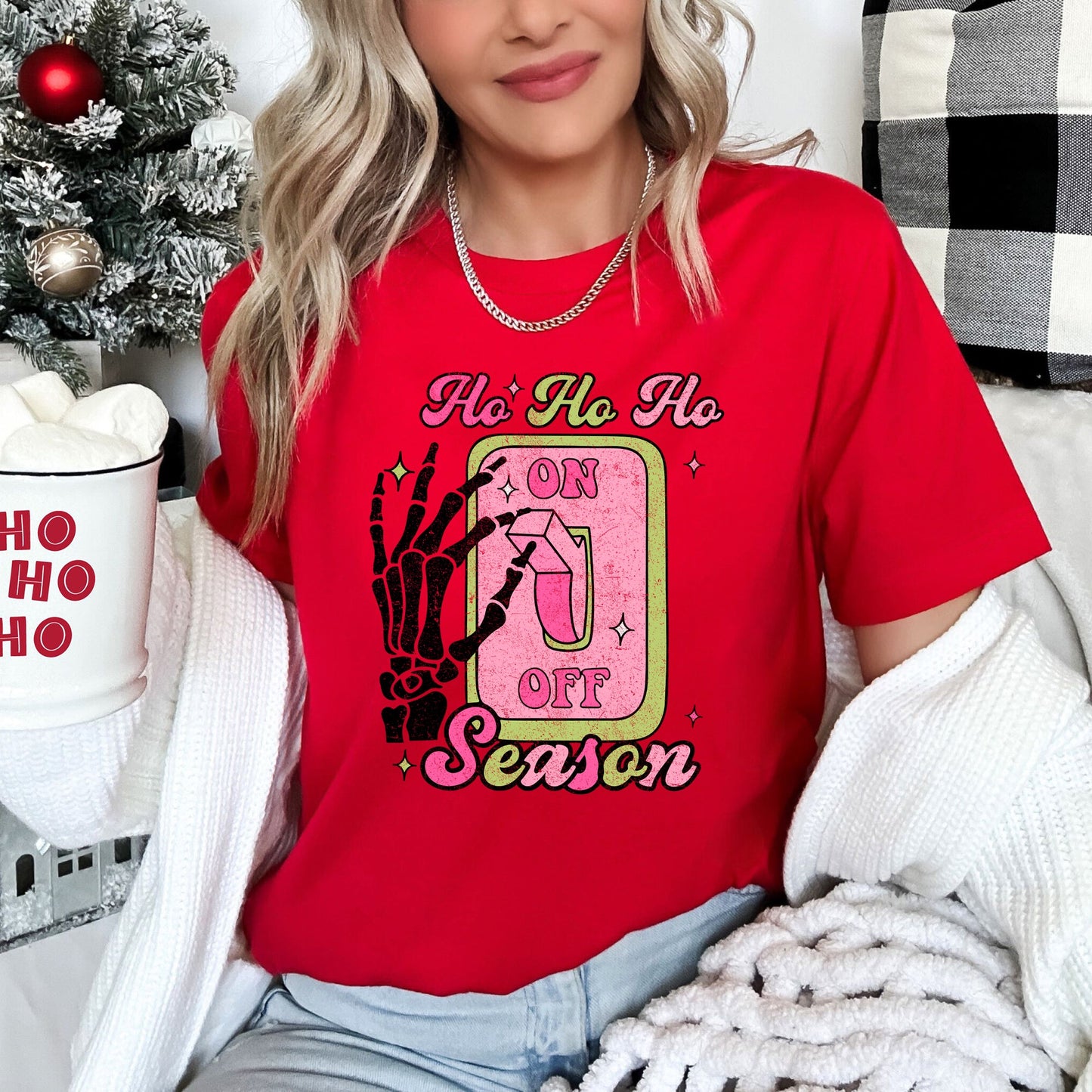 Ho Ho Ho Season, Skeleton, Light Switch, Christmas Super Soft Tees