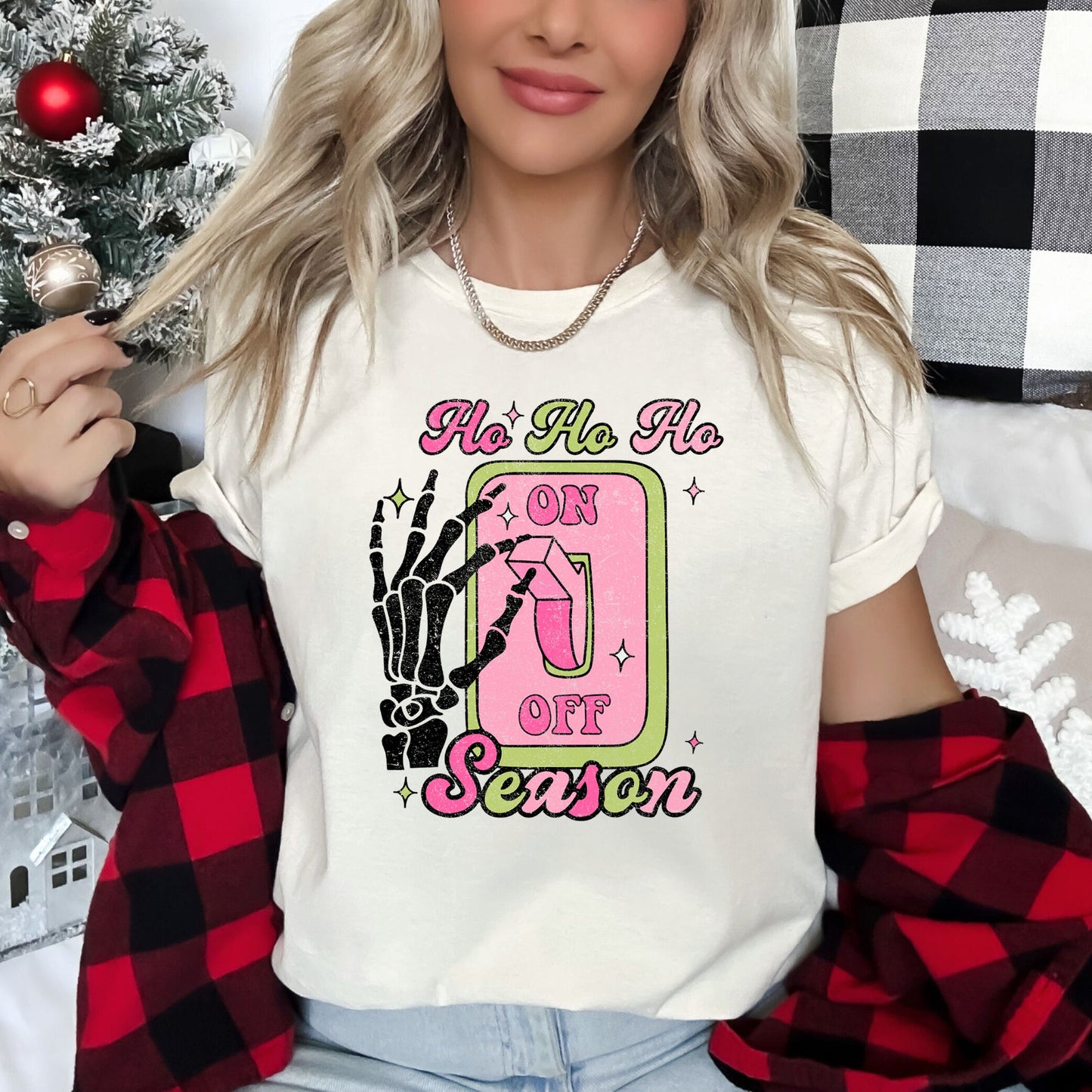 Ho Ho Ho Season, Skeleton, Light Switch, Christmas Super Soft Tees