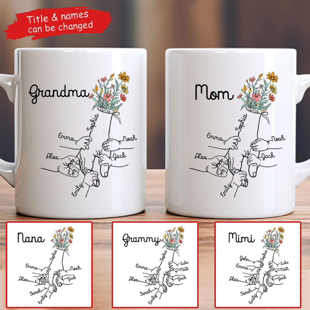 Holding Grandma's Hand - Personalized Mug - Gift for Grandma, Mother's Day
