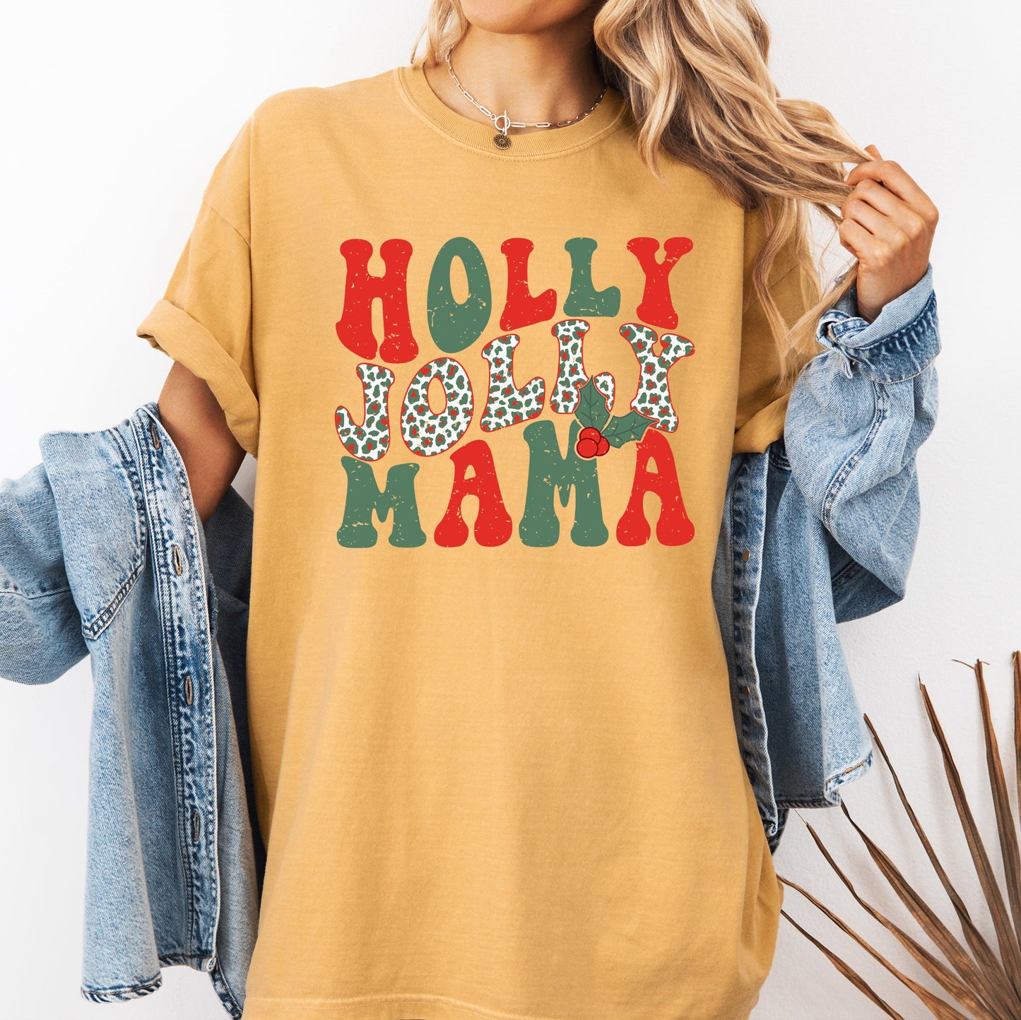 Holly Jolly Mama, Christmas, Winter, Santa, Xmas Tshirt Comfort Colors T-Shirt