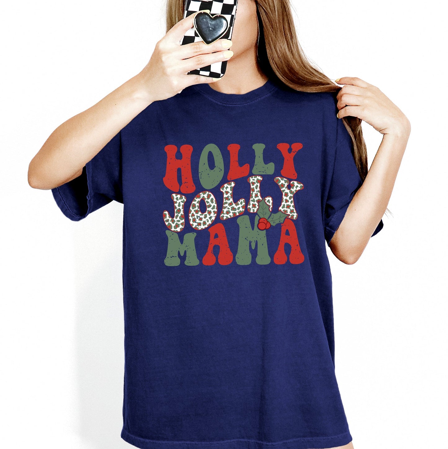 Holly Jolly Mama, Christmas, Winter, Santa, Xmas Tshirt Comfort Colors T-Shirt
