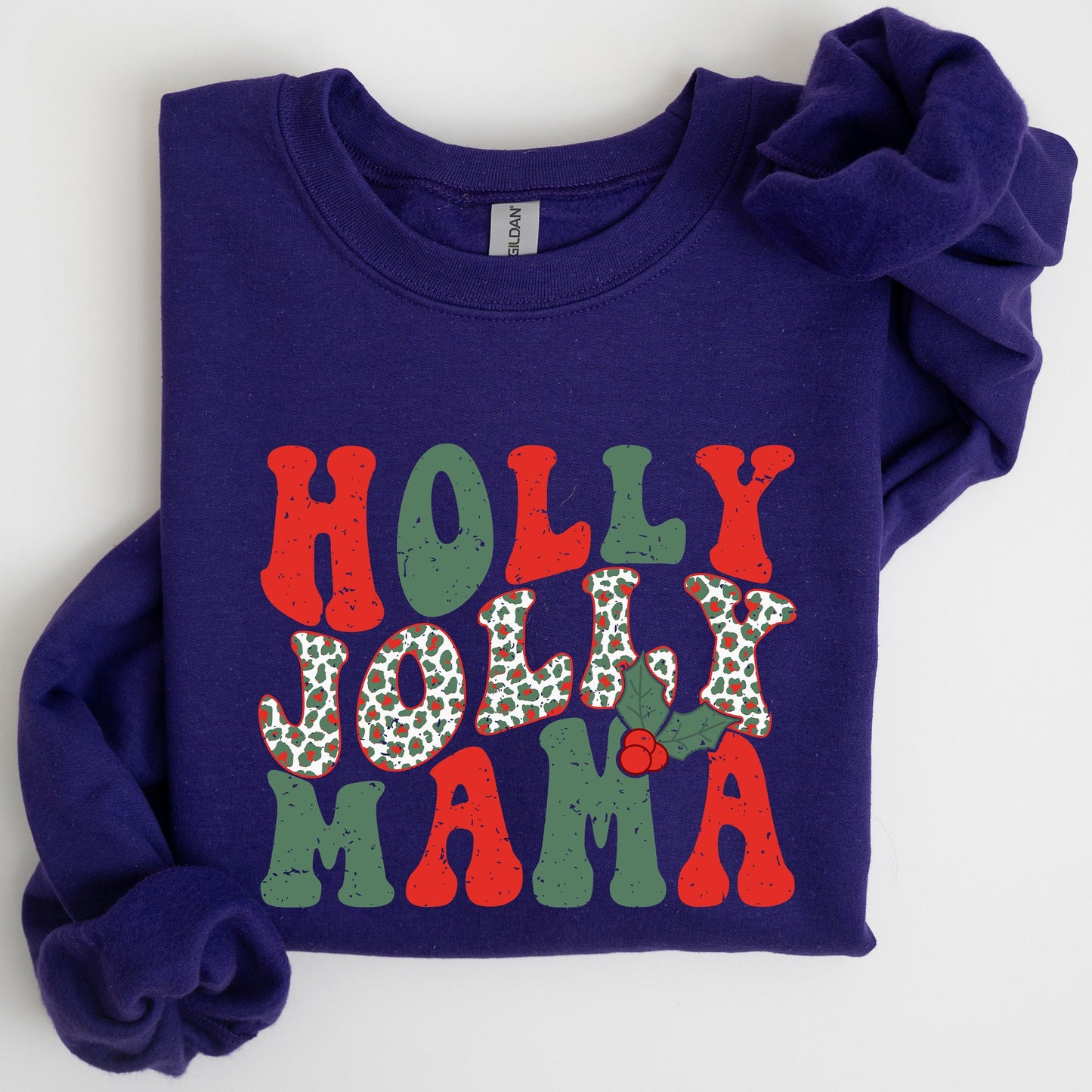 Holly Jolly Mama, Christmas, Winter, Santa, Xmas Sweatshirt