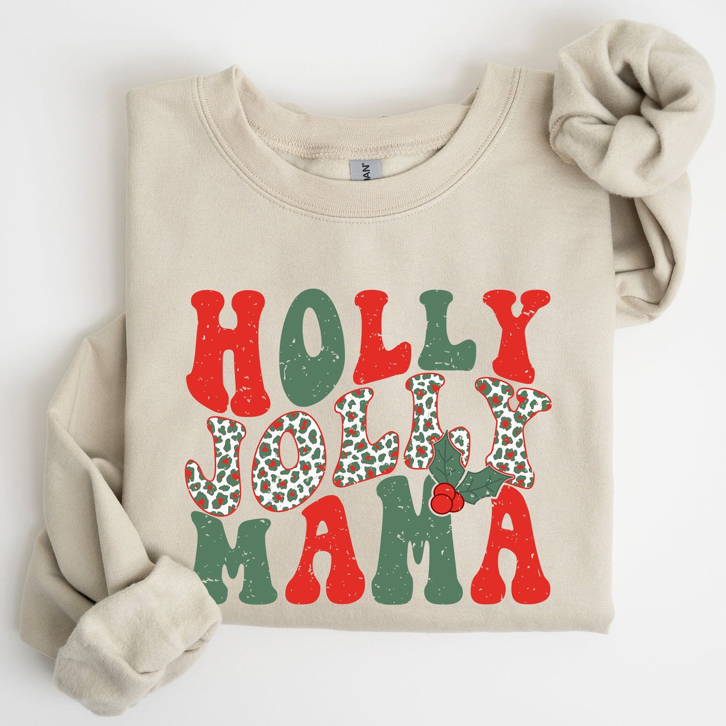 Holly Jolly Mama, Christmas, Winter, Santa, Xmas Sweatshirt