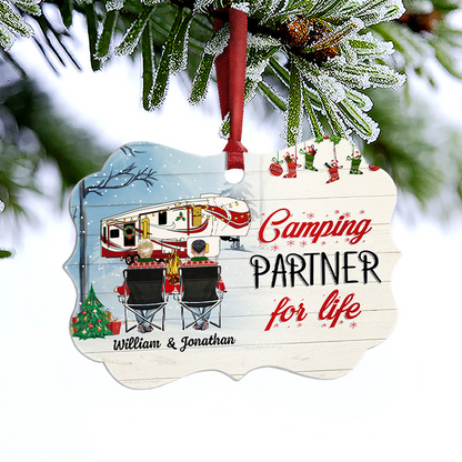 Home Is Where Happy Campers - Personalized Medallion Wooden Ornament - Christmas Gift For Camping Lovers