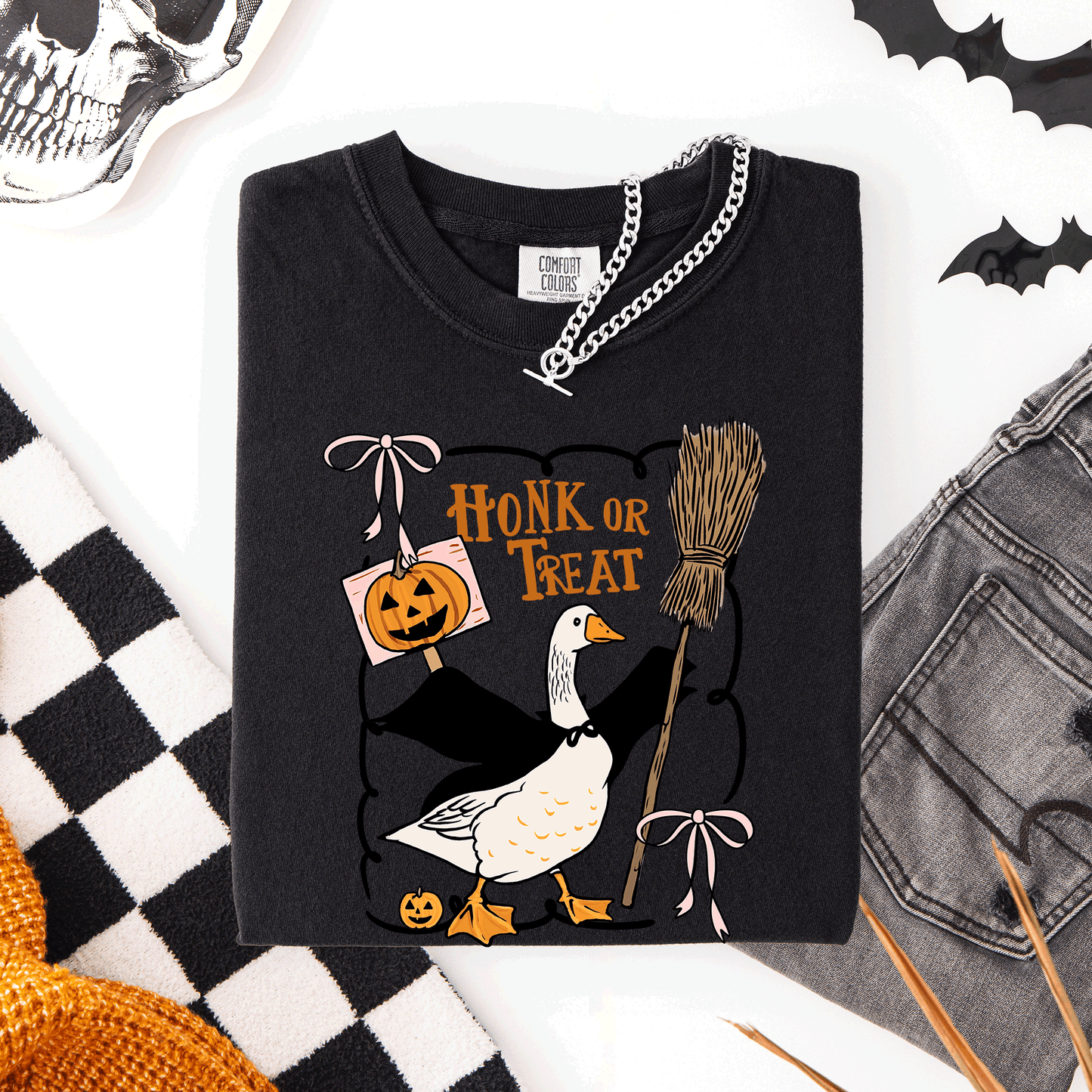 Honk or Treat, Cute Goose, Halloween, Witch, Comfort Colors T-Shirt