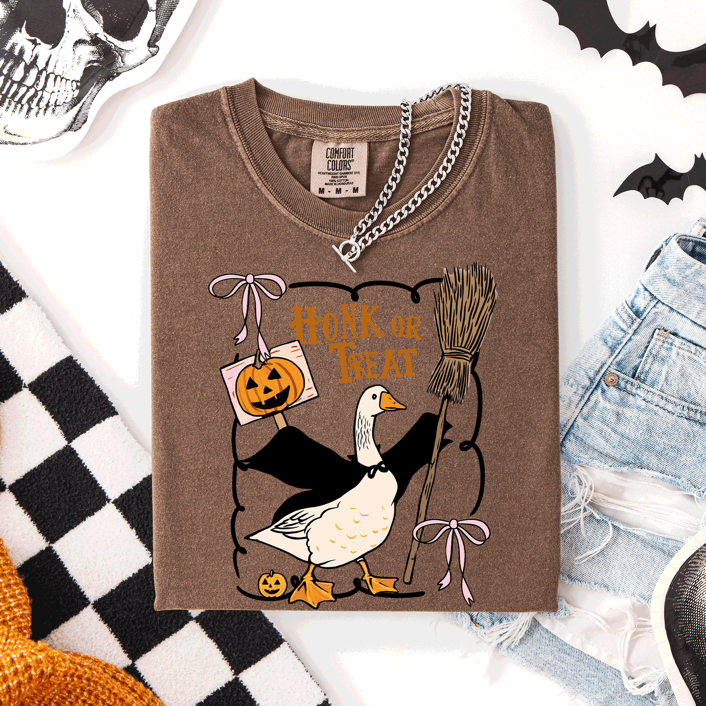 Honk or Treat, Cute Goose, Halloween, Witch, Comfort Colors T-Shirt