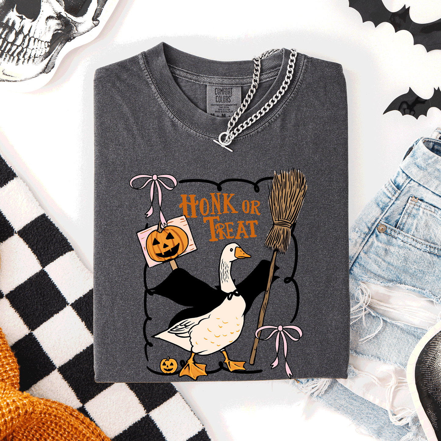 Honk or Treat, Cute Goose, Halloween, Witch, Comfort Colors T-Shirt