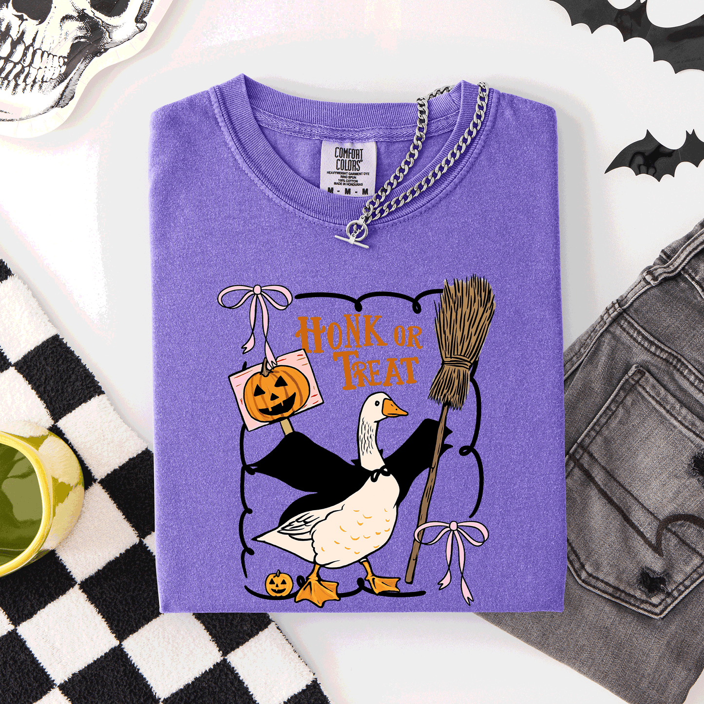 Honk or Treat, Cute Goose, Halloween, Witch, Comfort Colors T-Shirt