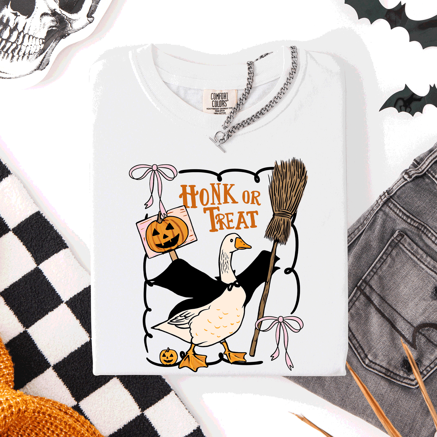 Honk or Treat, Cute Goose, Halloween, Witch, Comfort Colors T-Shirt
