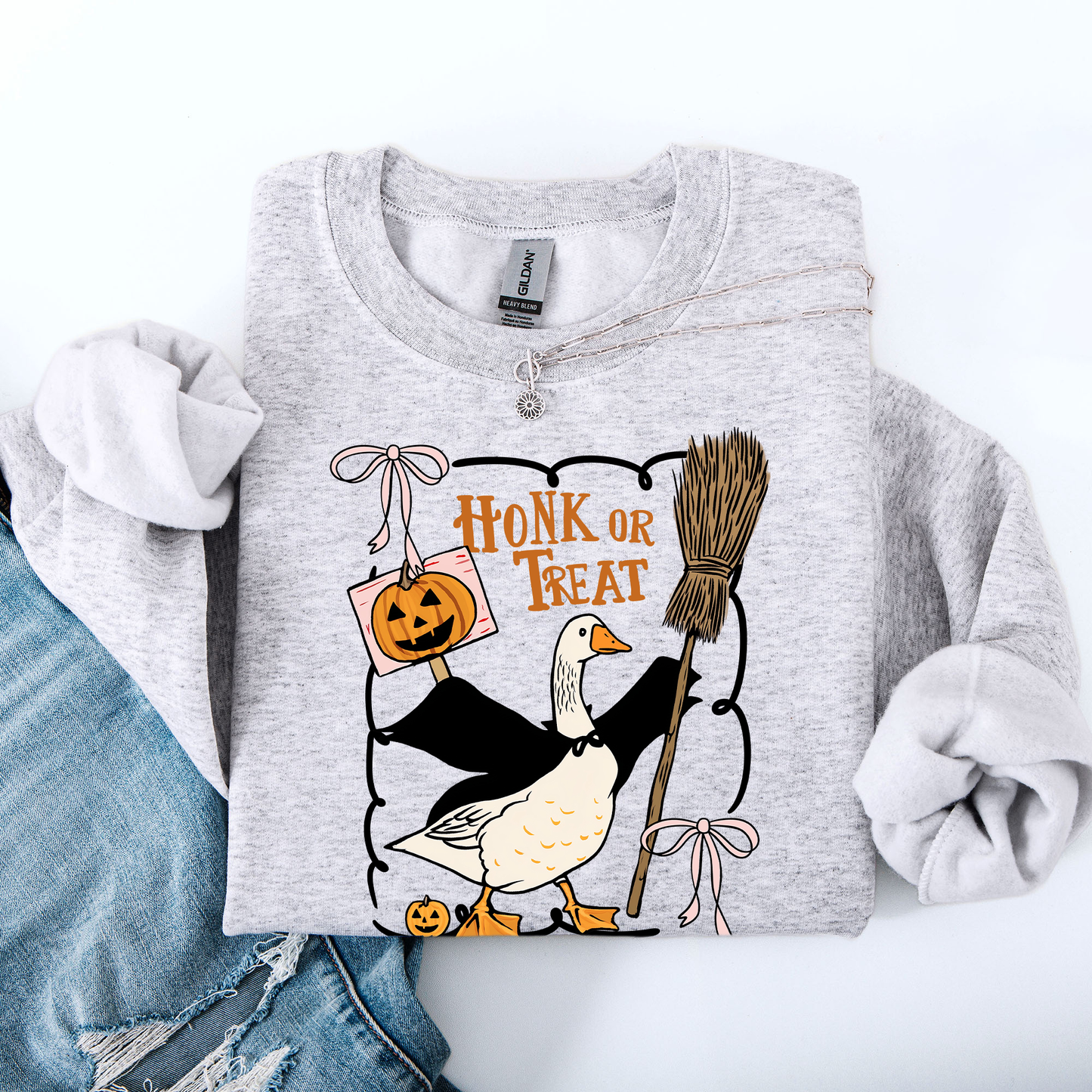 Honk or Treat, Cute Goose, Halloween, Witch Sweatshirt