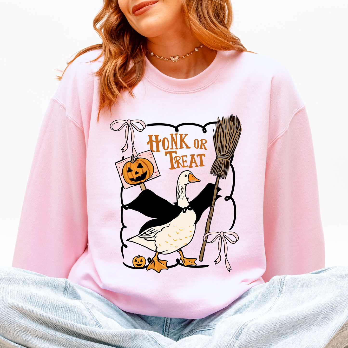 Honk or Treat, Cute Goose, Halloween, Witch Sweatshirt