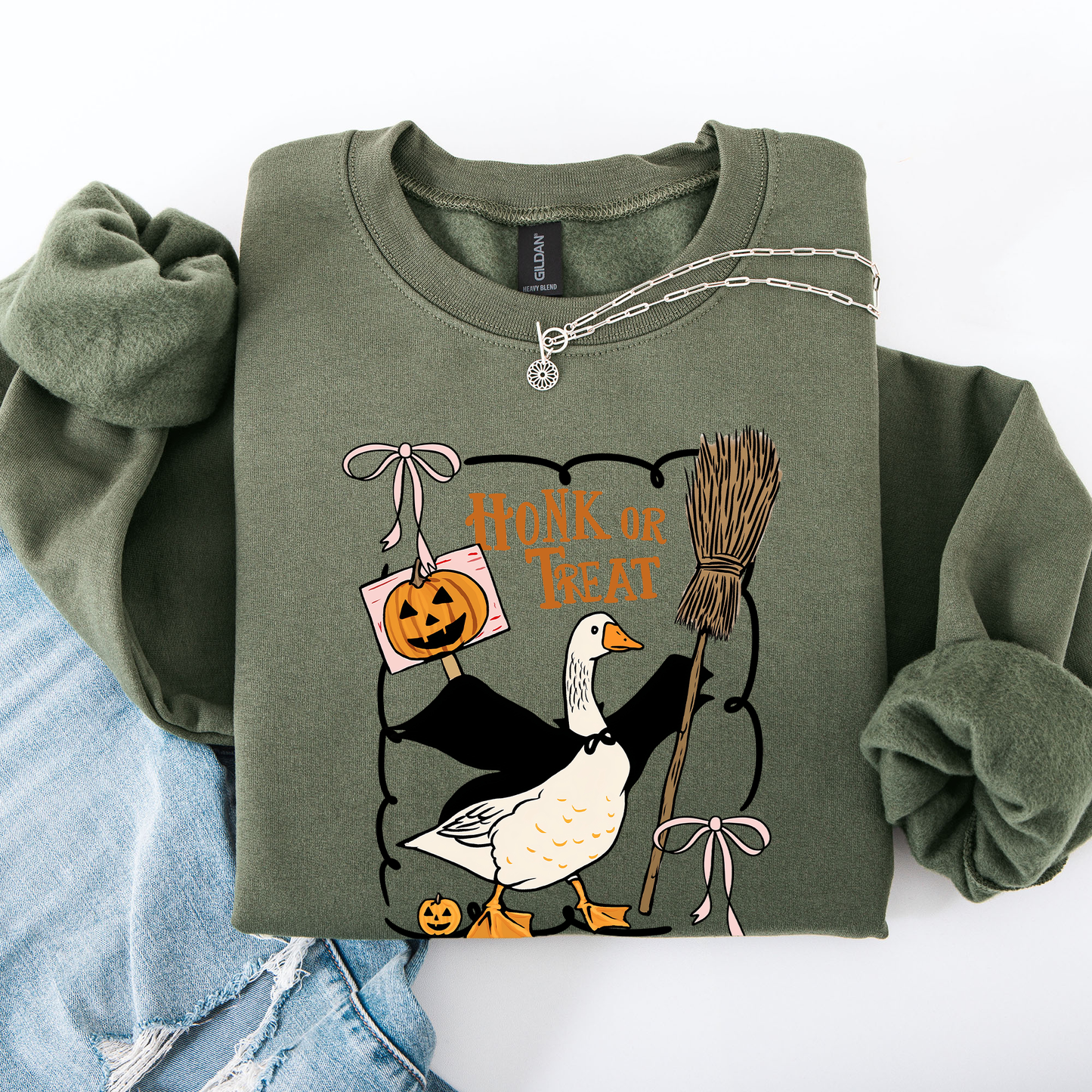 Honk or Treat, Cute Goose, Halloween, Witch Sweatshirt