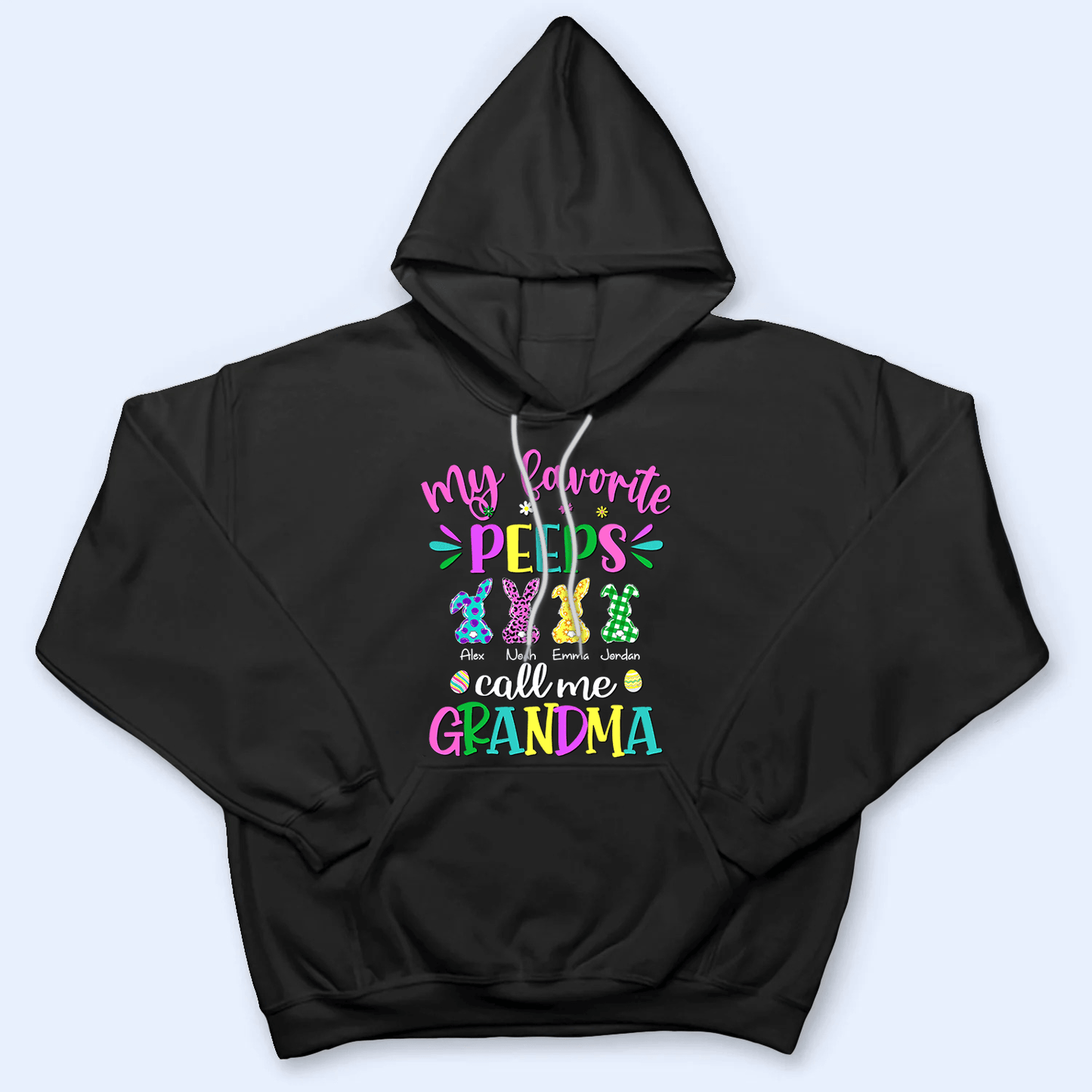 My Favorite Bunnies Call Me Grandma - Personalized Custom T Shirt - Easter Day, Birthday, Loving, Funny Gift for Grandma/Nana/Mimi, Mom, Wife, Grandparent, Easter Eggs