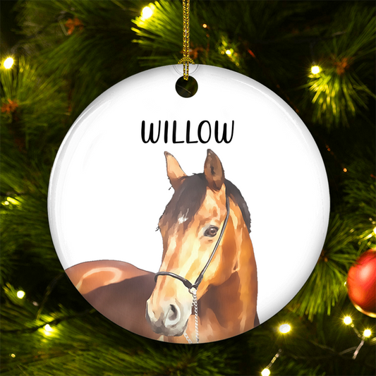 Custom Photo Horse Ornament - Personalized Ceramic Ornament - Christmas Gift For Horse Riding, Riders, Horse Lovers