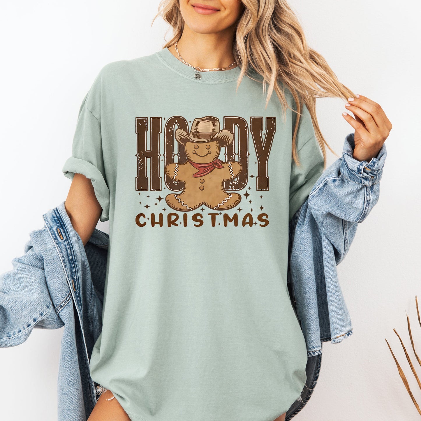 Howdy Christmas, Gingerbread Man, Cowboy Tshirt Comfort Colors T-Shirt