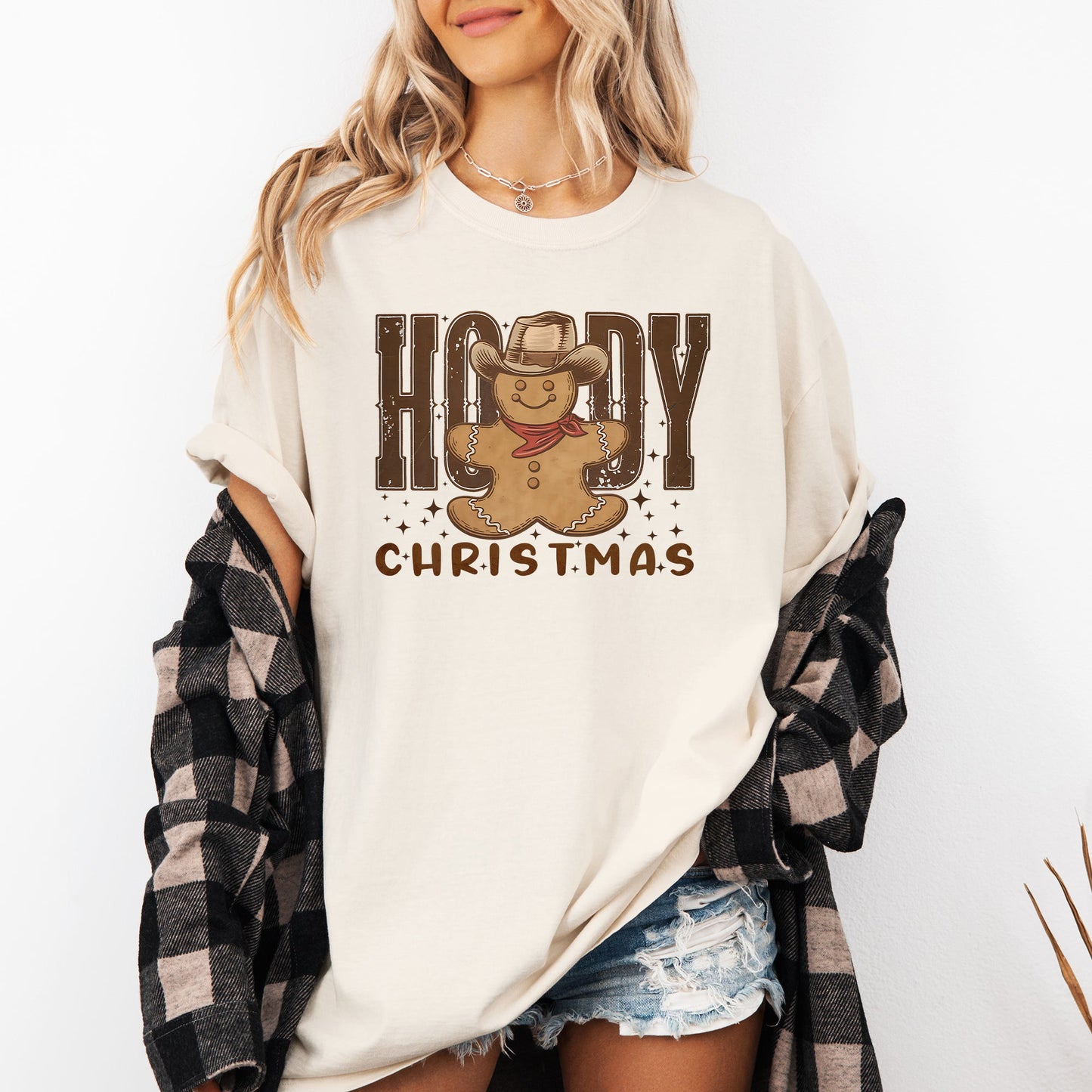 Howdy Christmas, Gingerbread Man, Cowboy Tshirt Comfort Colors T-Shirt