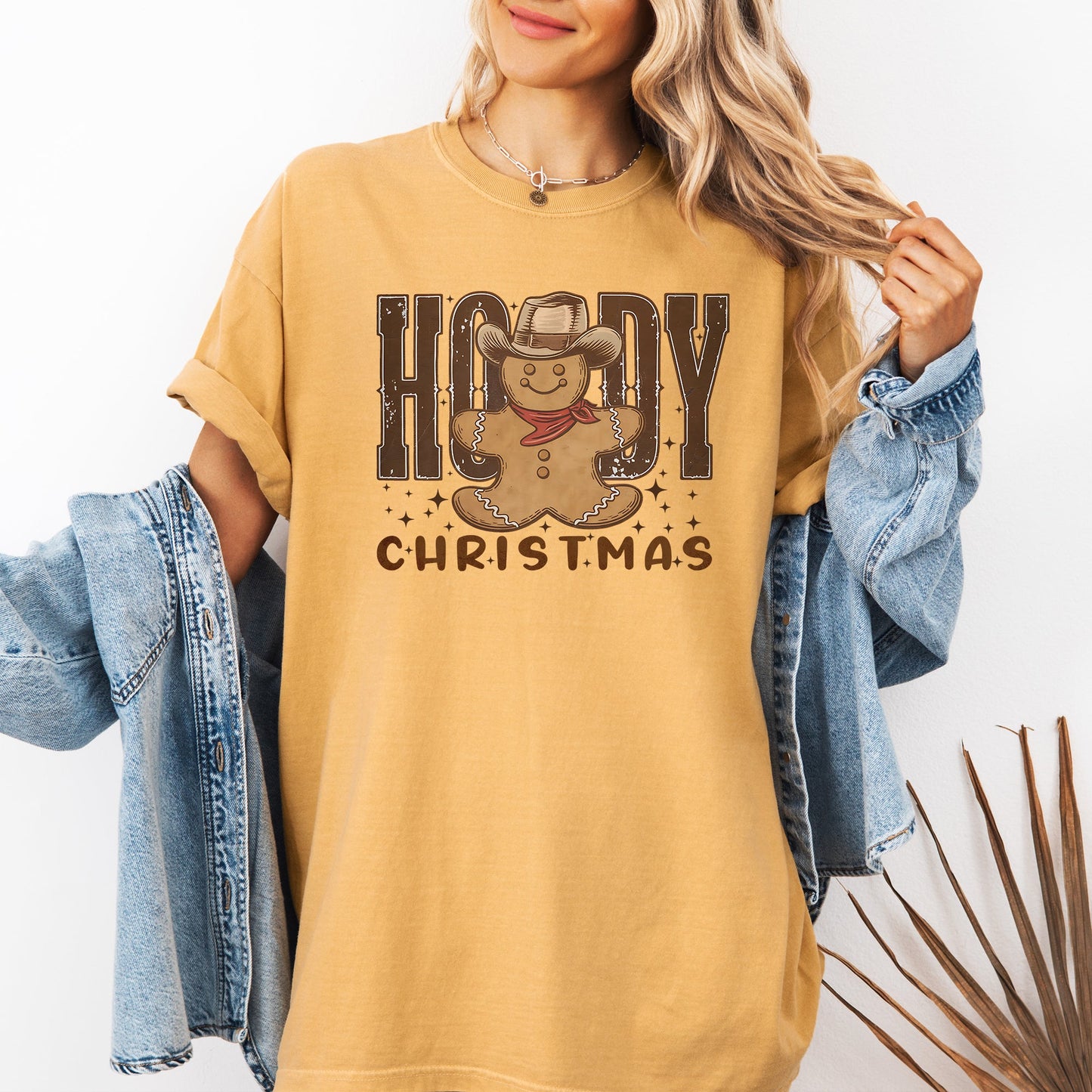 Howdy Christmas, Gingerbread Man, Cowboy Tshirt Comfort Colors T-Shirt