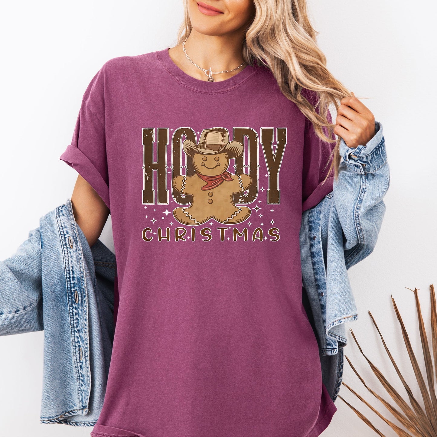 Howdy Christmas, Gingerbread Man, Cowboy Tshirt Comfort Colors T-Shirt