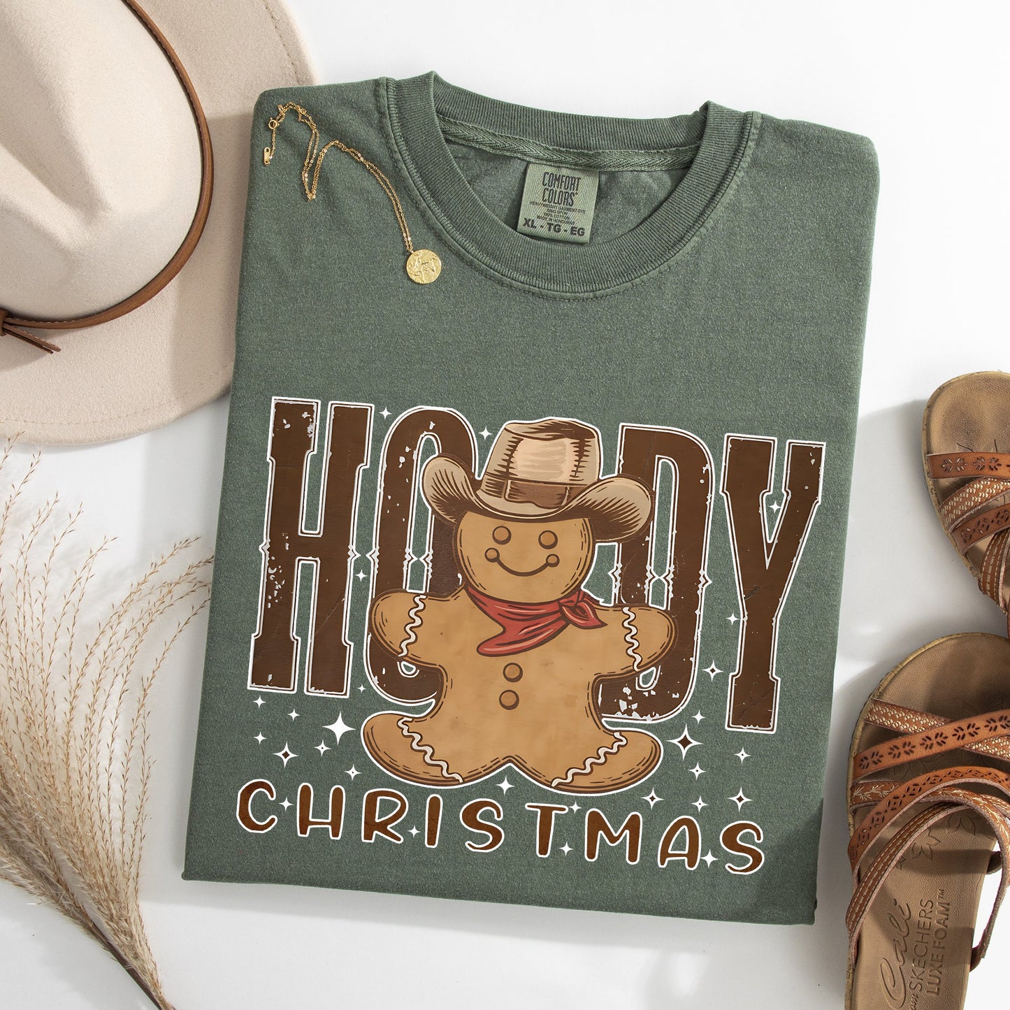 Howdy Christmas, Gingerbread Man, Cowboy Tshirt Comfort Colors T-Shirt