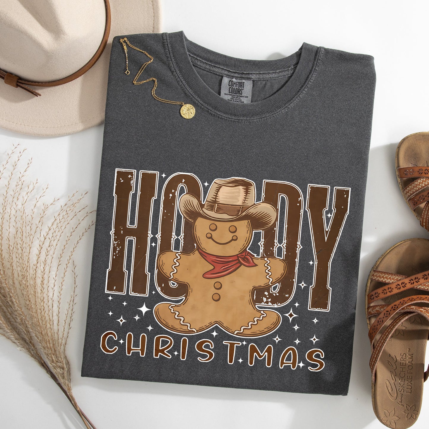 Howdy Christmas, Gingerbread Man, Cowboy Tshirt Comfort Colors T-Shirt